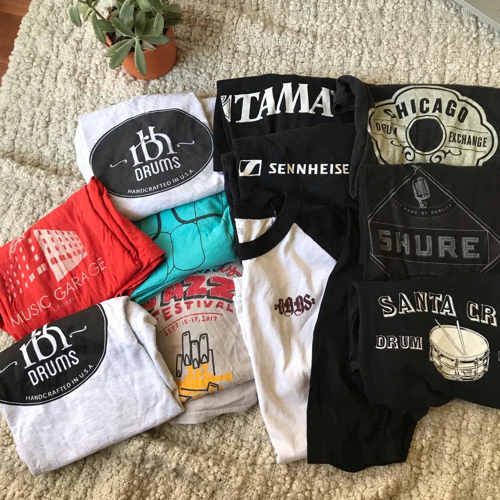 Bundle of Men’s Music t-shirts (drums, rock tees)